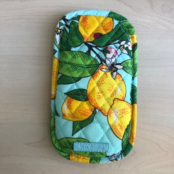 Sale! New Vera Bradley Light Turquoise Blue Adj. Crossbody & Lemon Design & Case - Picture 7 of 7